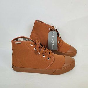 BANGS High Top Shoes Brown Women's Size 7.5 Men's Side 6 Canvas